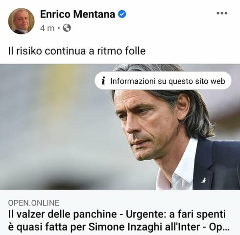 Inzaghi, la gaffe di Mentana scatena l'ironia del web |  Sport e Vai