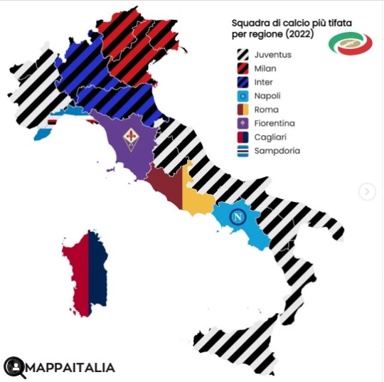 L'indagine Figc: le squadre più amate in ogni regione d'Italia |  Sport e Vai
