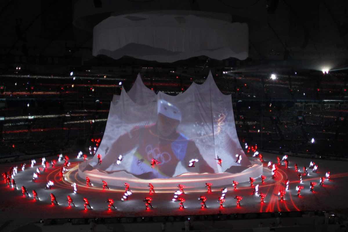 La cerimonia d'apertura dei giochi olimpici invernali di Vancouver nel 2010
