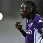 Moise Kean con la maglia della Fiorentina